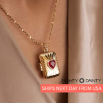Red Heart Book Photo Necklace