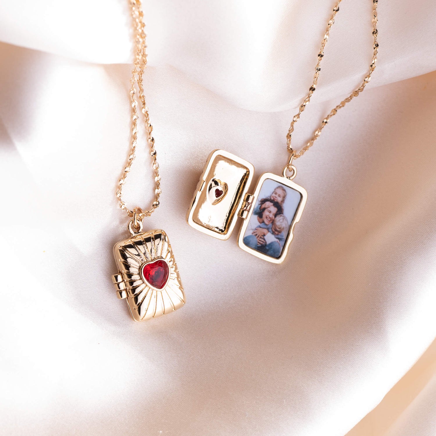 Red Heart Book Photo Necklace