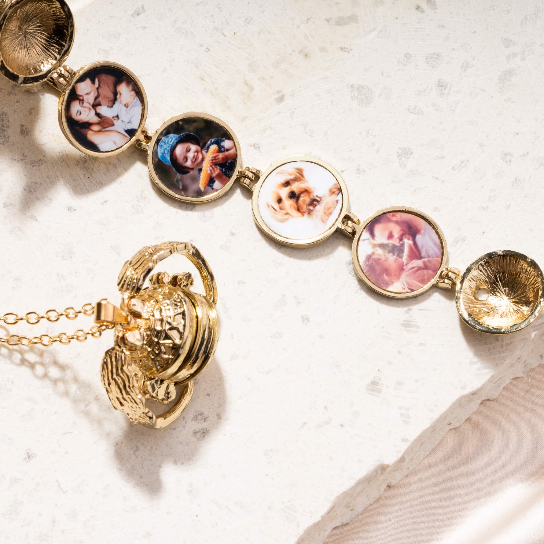 Four Gold Ball Locket Necklace