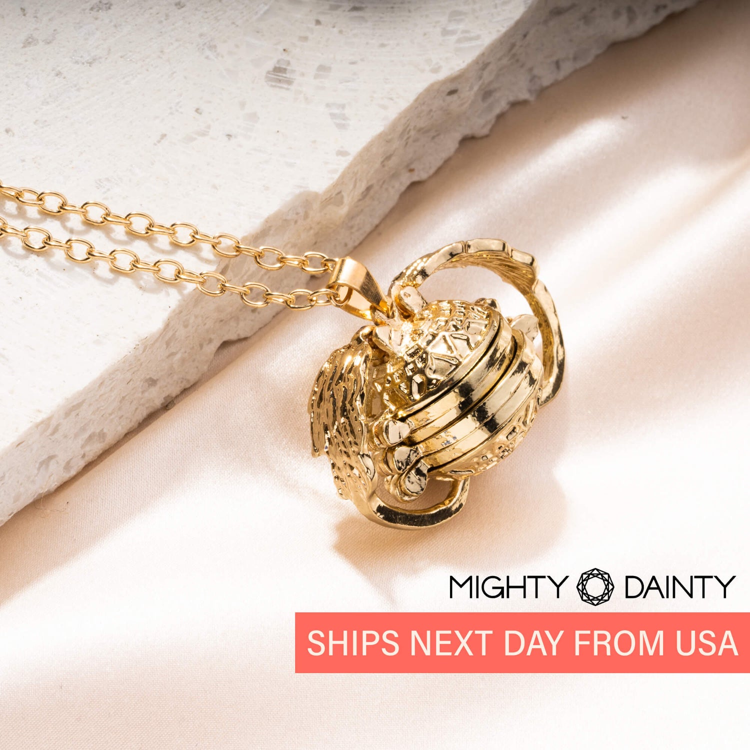 Four Gold Ball Locket Necklace