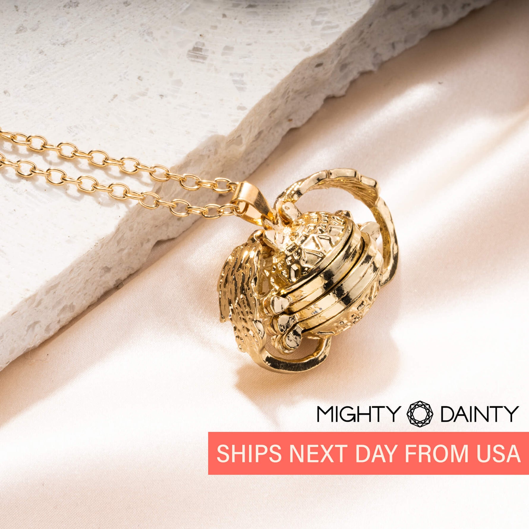 Four Gold Ball Locket Necklace