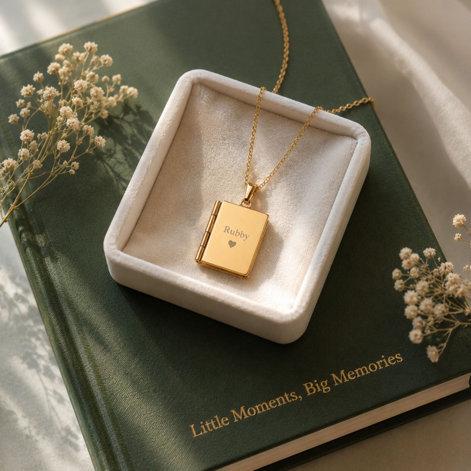 Retractable Book Photo Necklace