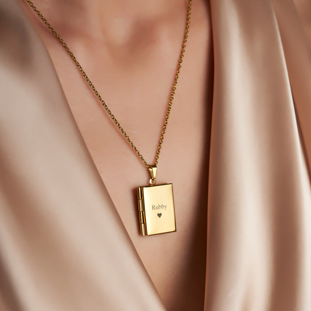 Retractable Book Photo Necklace