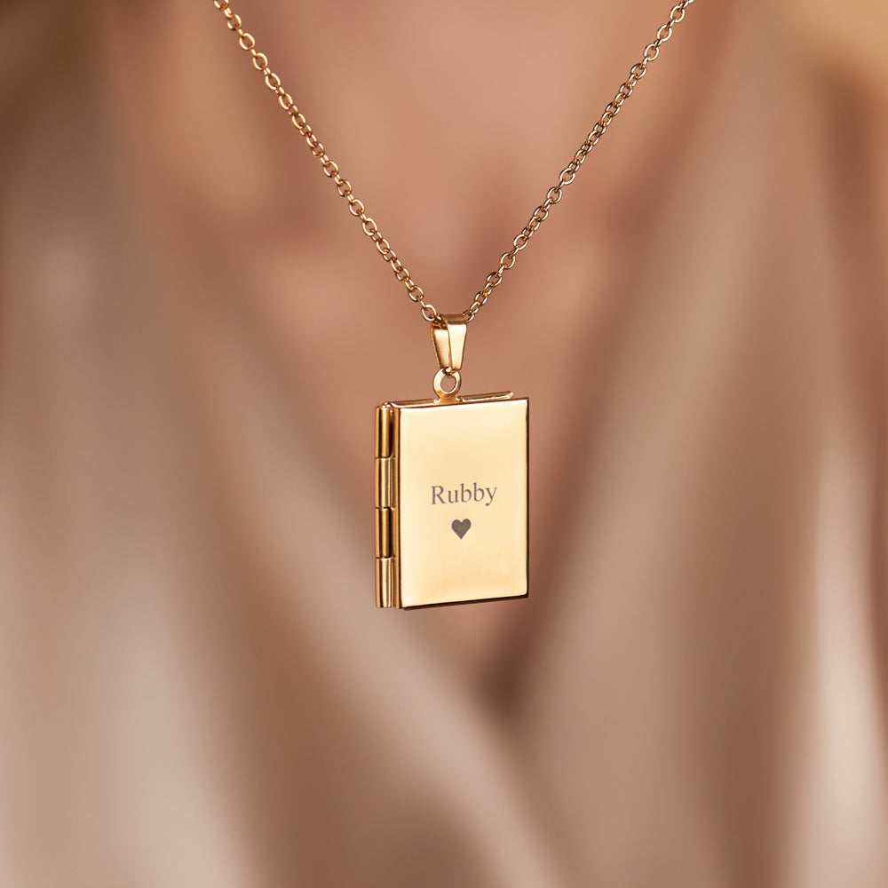 Retractable Book Photo Necklace