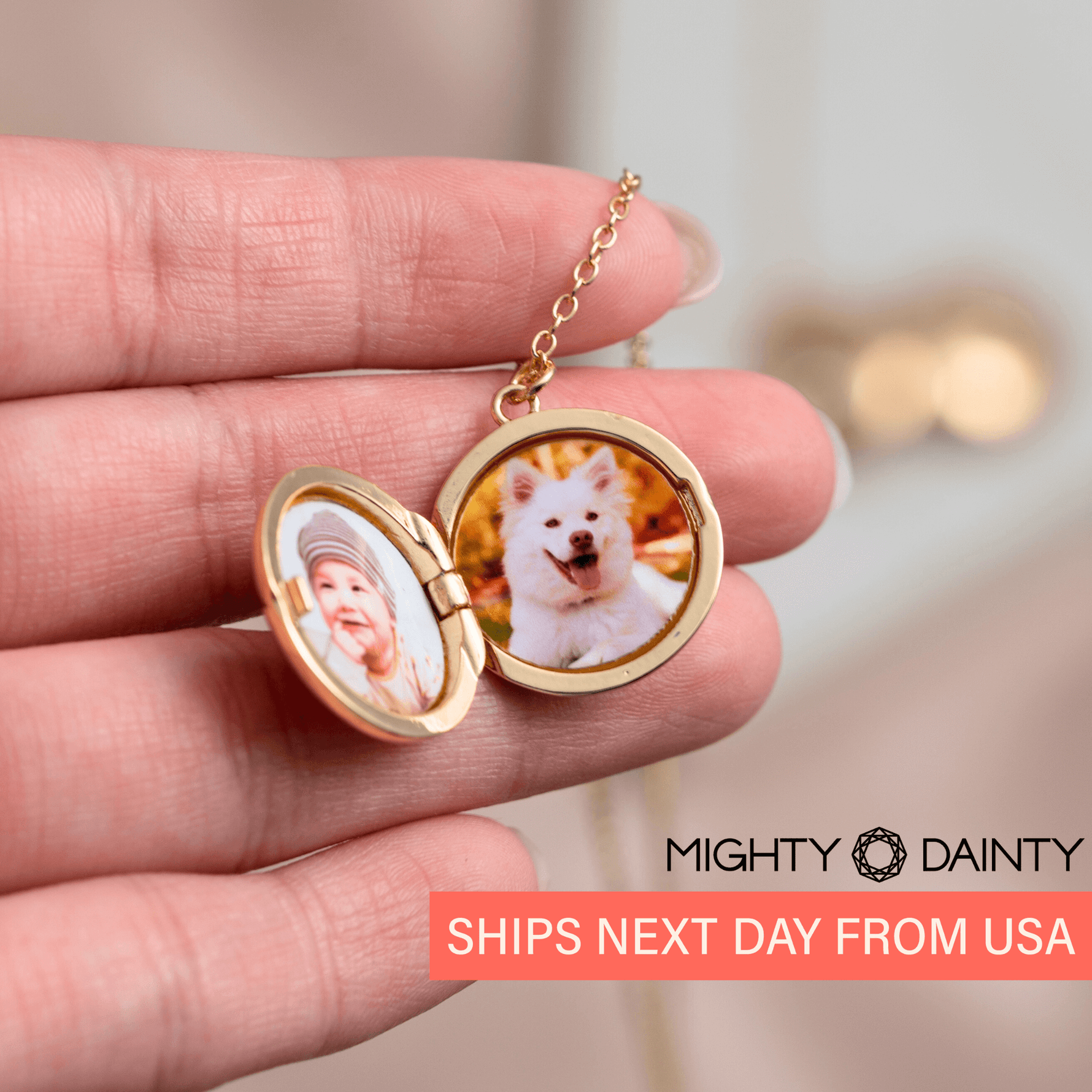 Golden Celestial Photo Locket Necklace