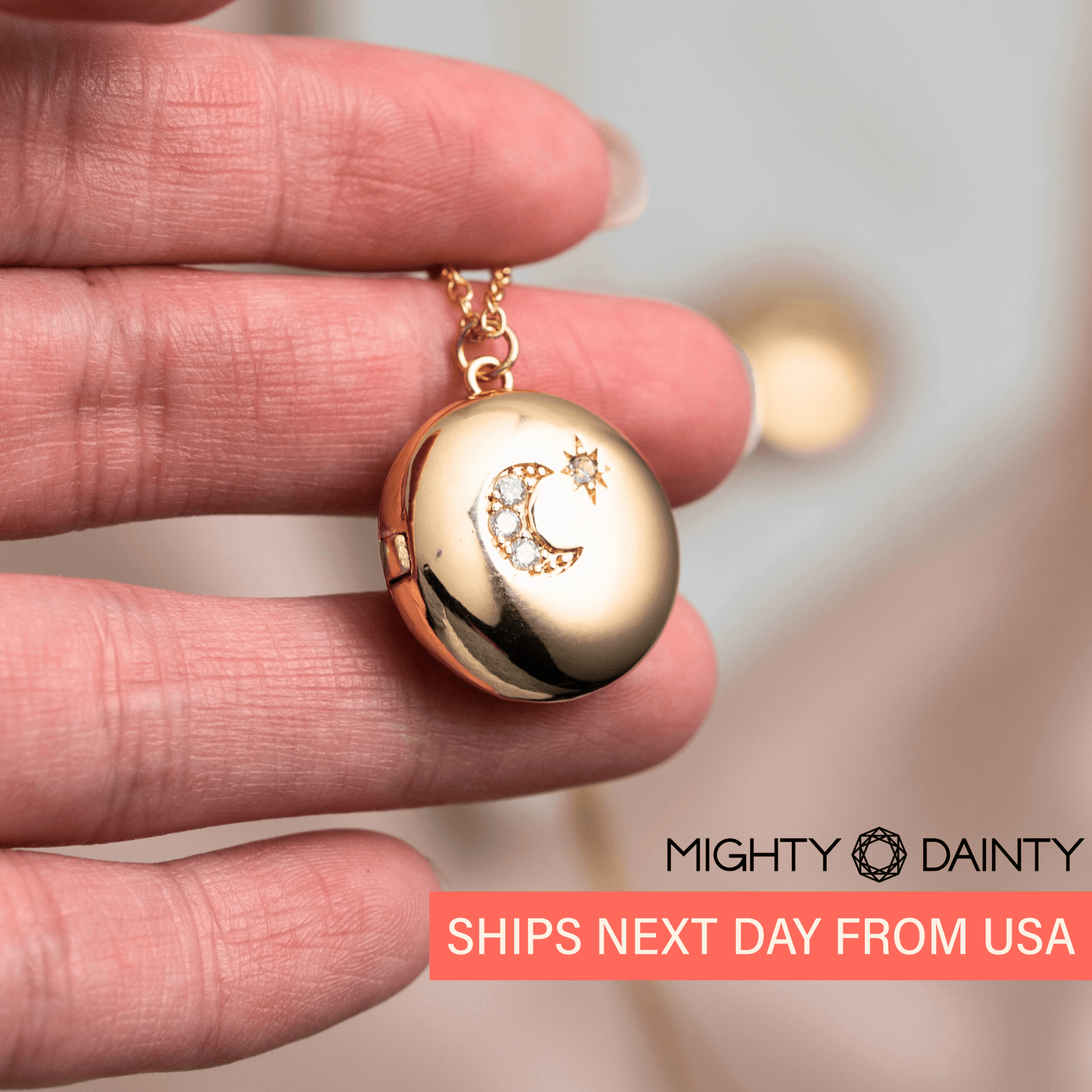 Golden Celestial Photo Locket Necklace