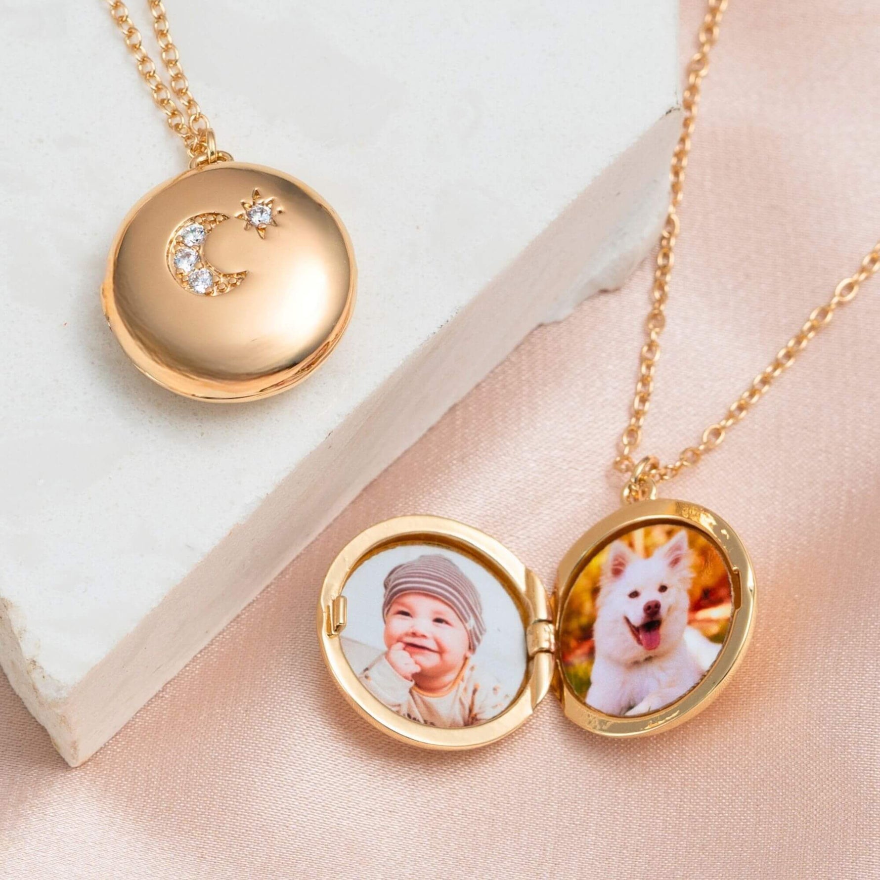 Golden Celestial Photo Locket Necklace