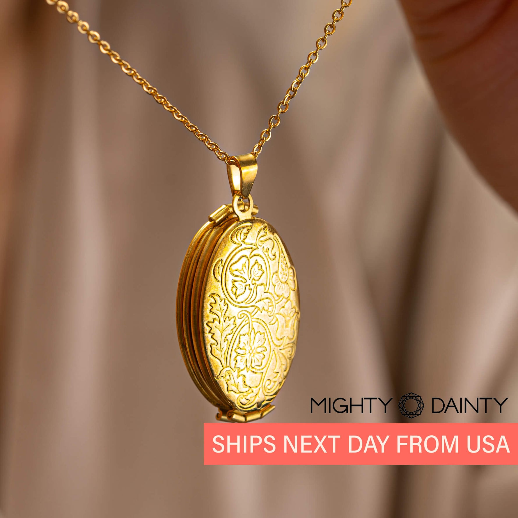 Vintage Four Photo Necklace