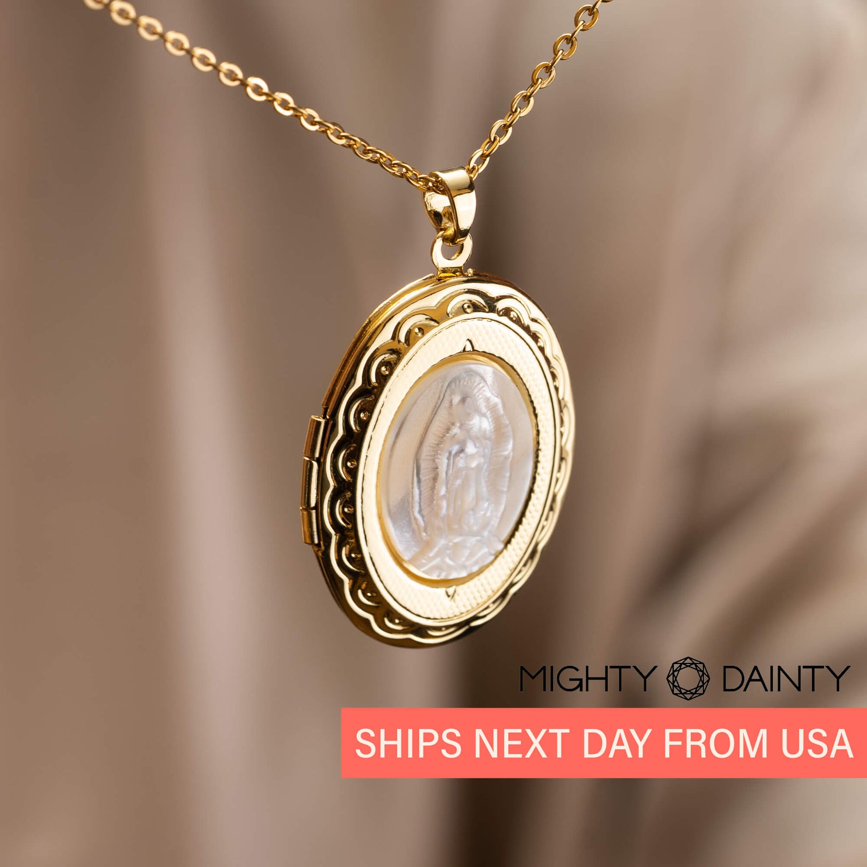 Virgin Mary Photo Necklace