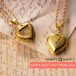 Gold Heart Initial Photo Necklace