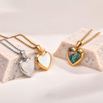 Gold Abalone Heart Photo Necklace