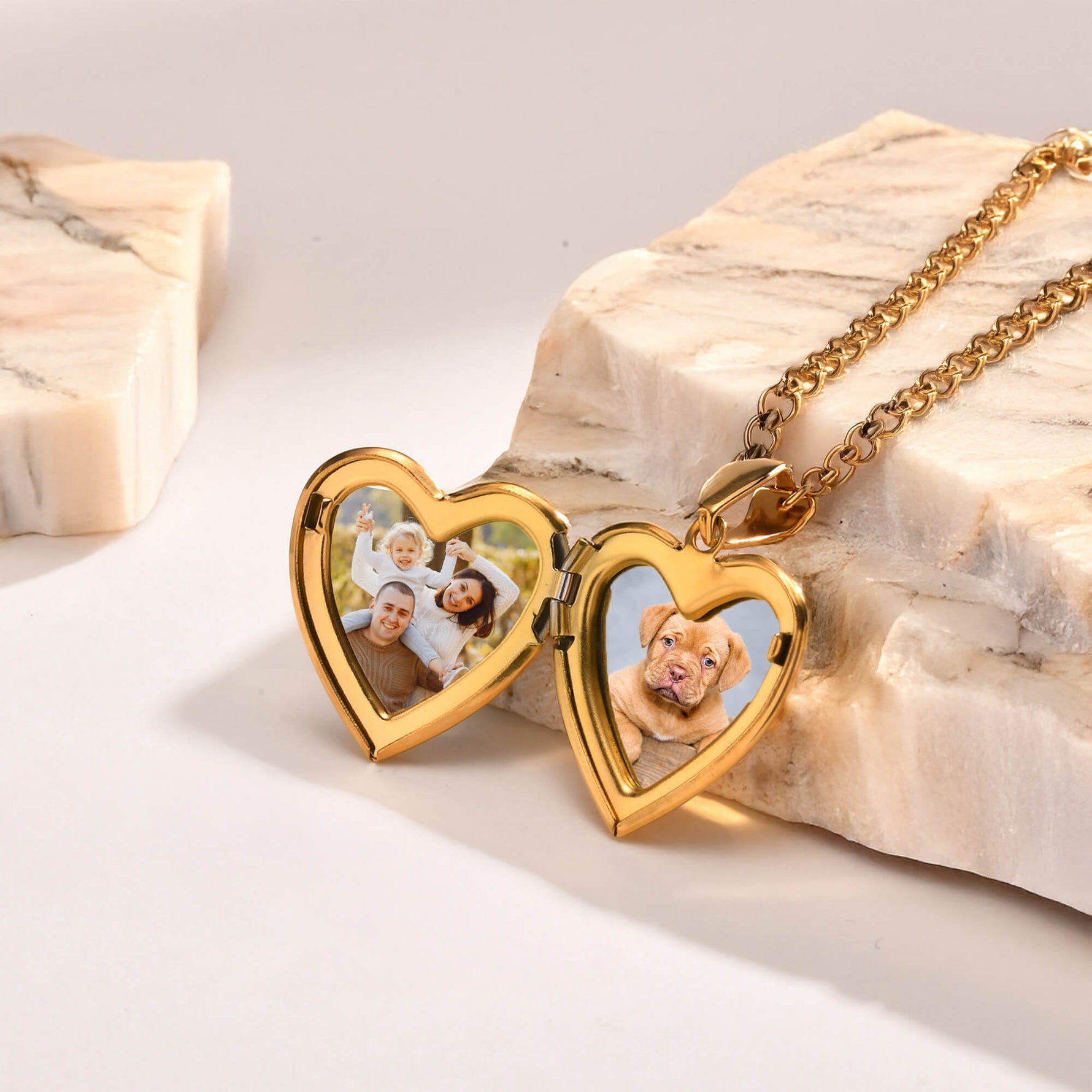 Gold Abalone Heart Photo Necklace