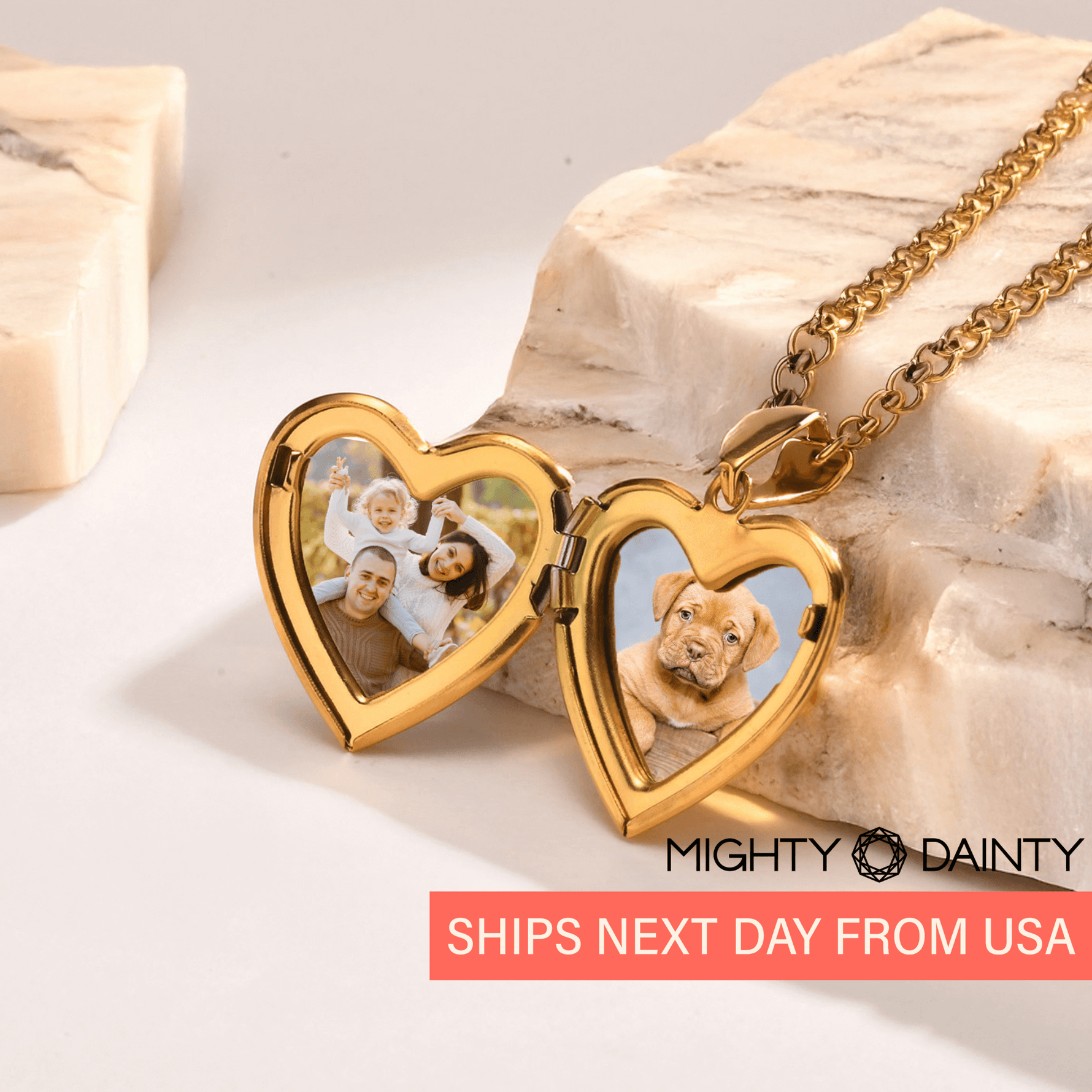 Gold Abalone Heart Photo Necklace