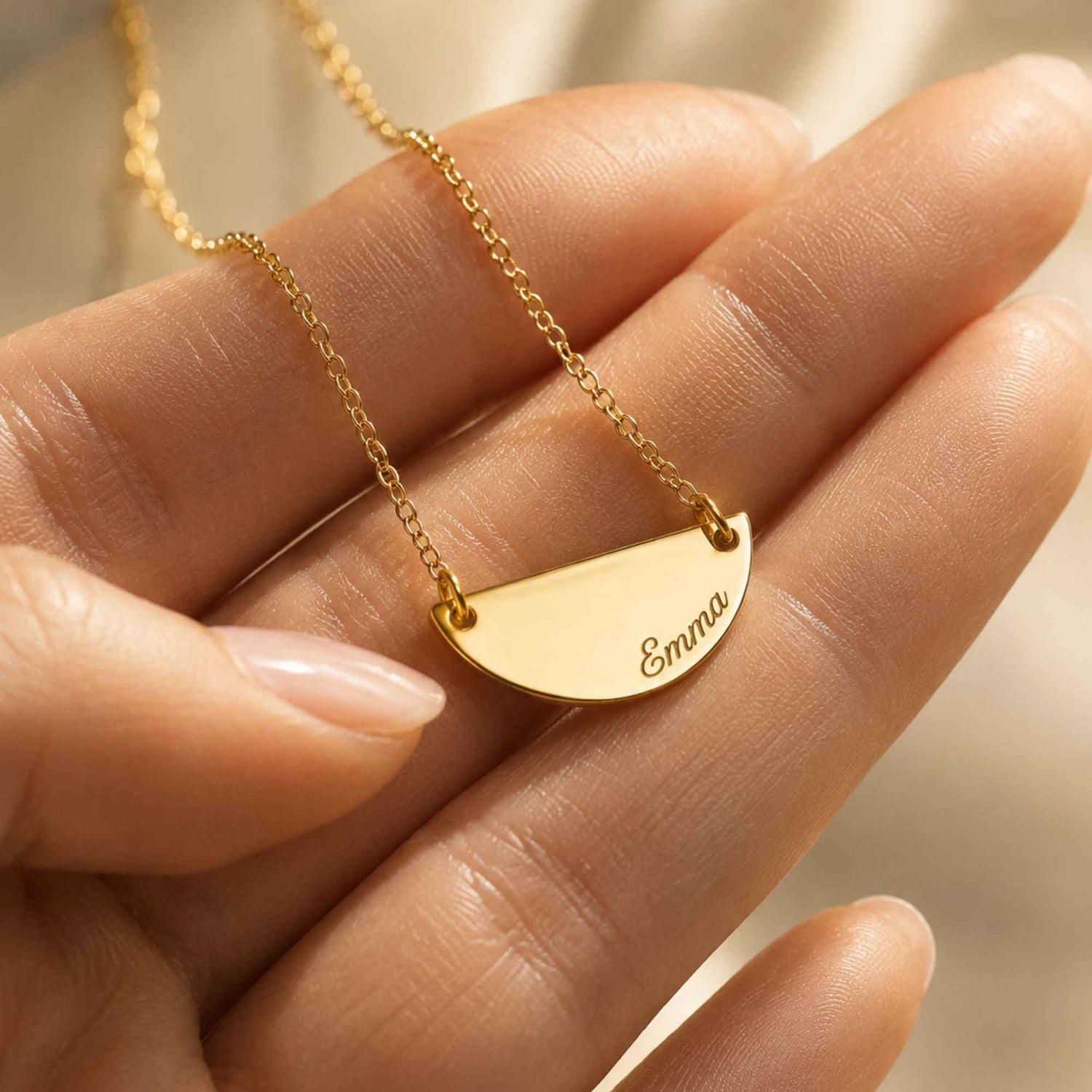 Half Moon Name Necklace