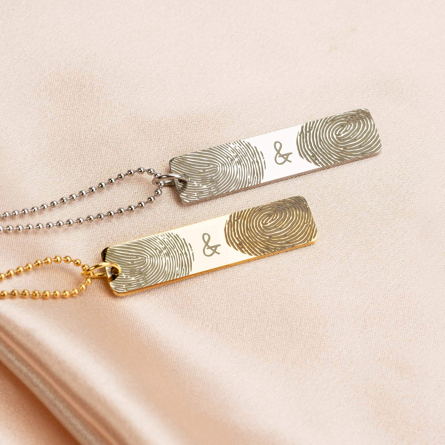 Two Fingerprints Bar Necklace