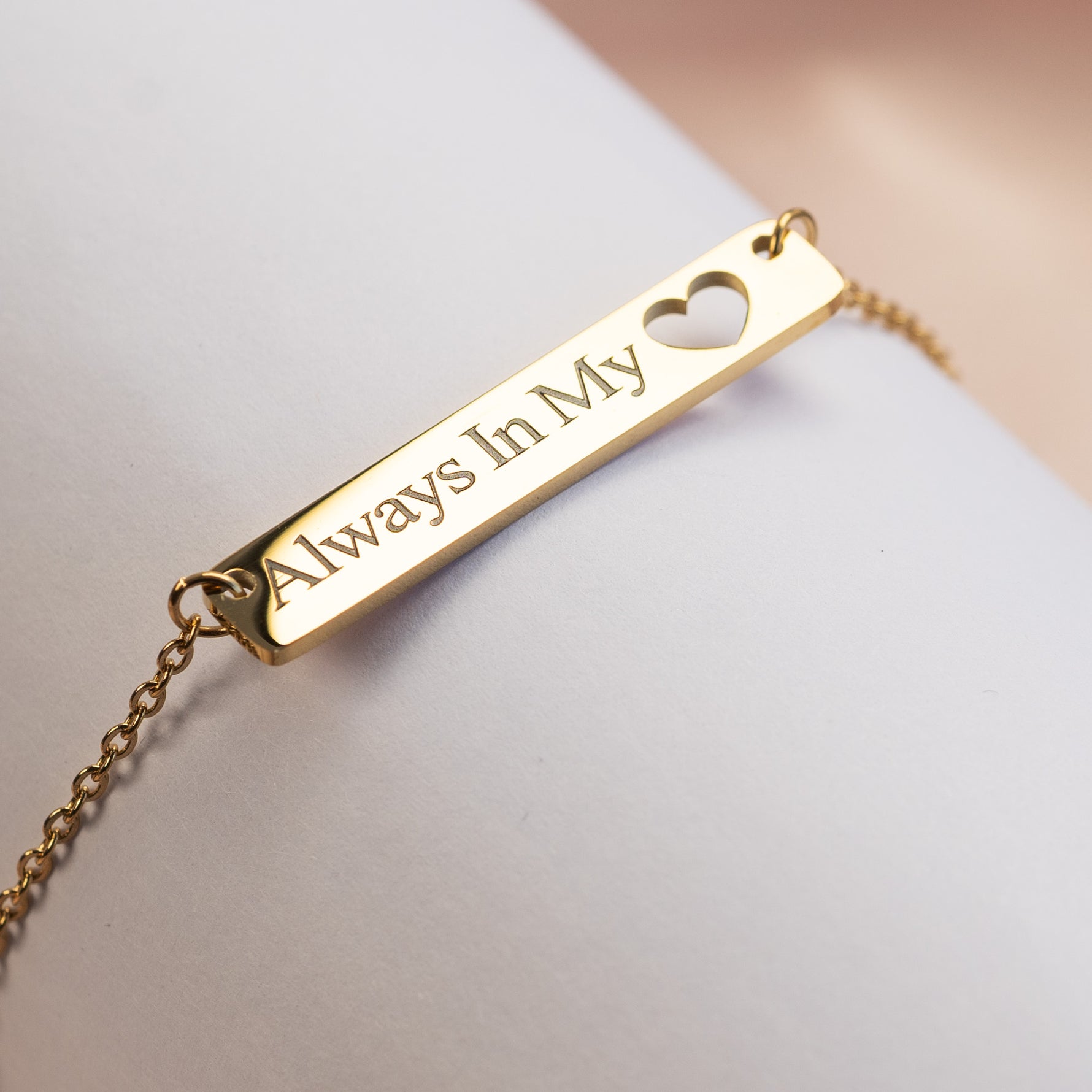personalized name necklace with heart cutout