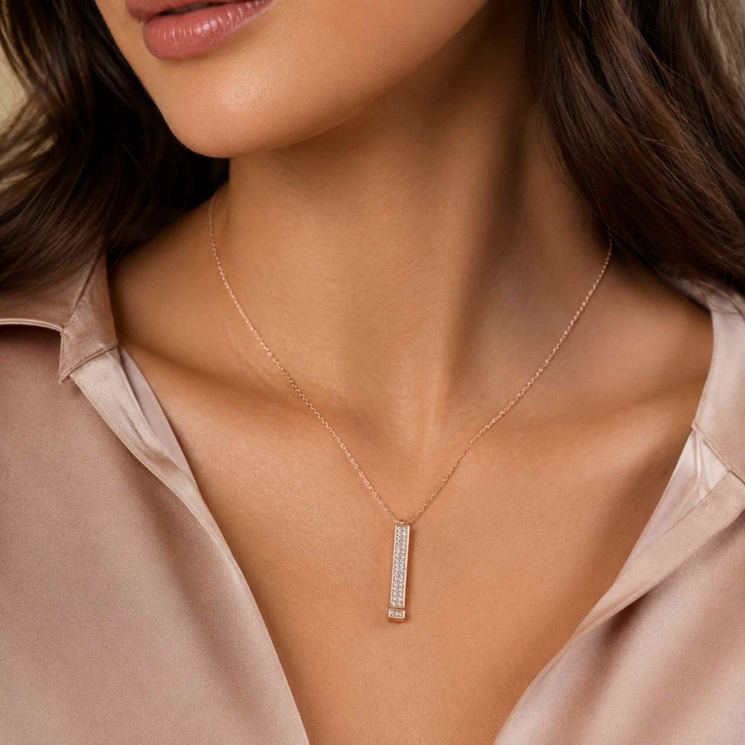 Personalized Bar Pendant with Diamonds