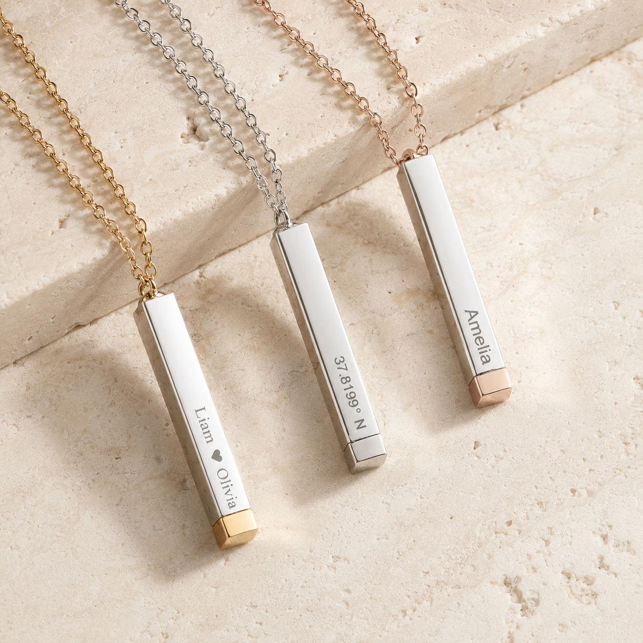 Bar Pendant with Secret Message Necklace