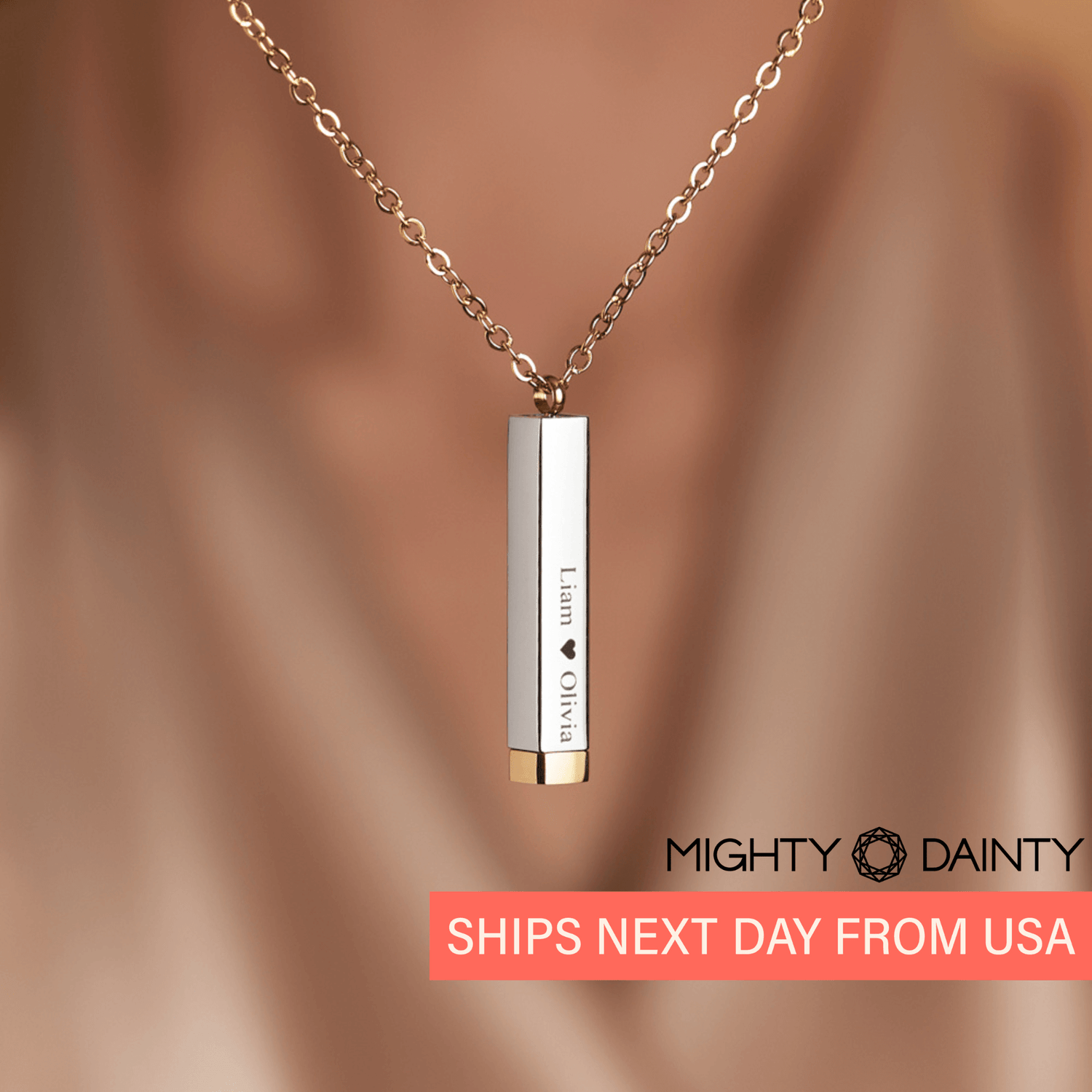 Bar Pendant with Secret Message Necklace
