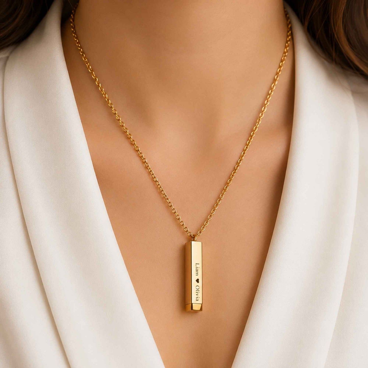 Bar Pendant with Secret Message Necklace