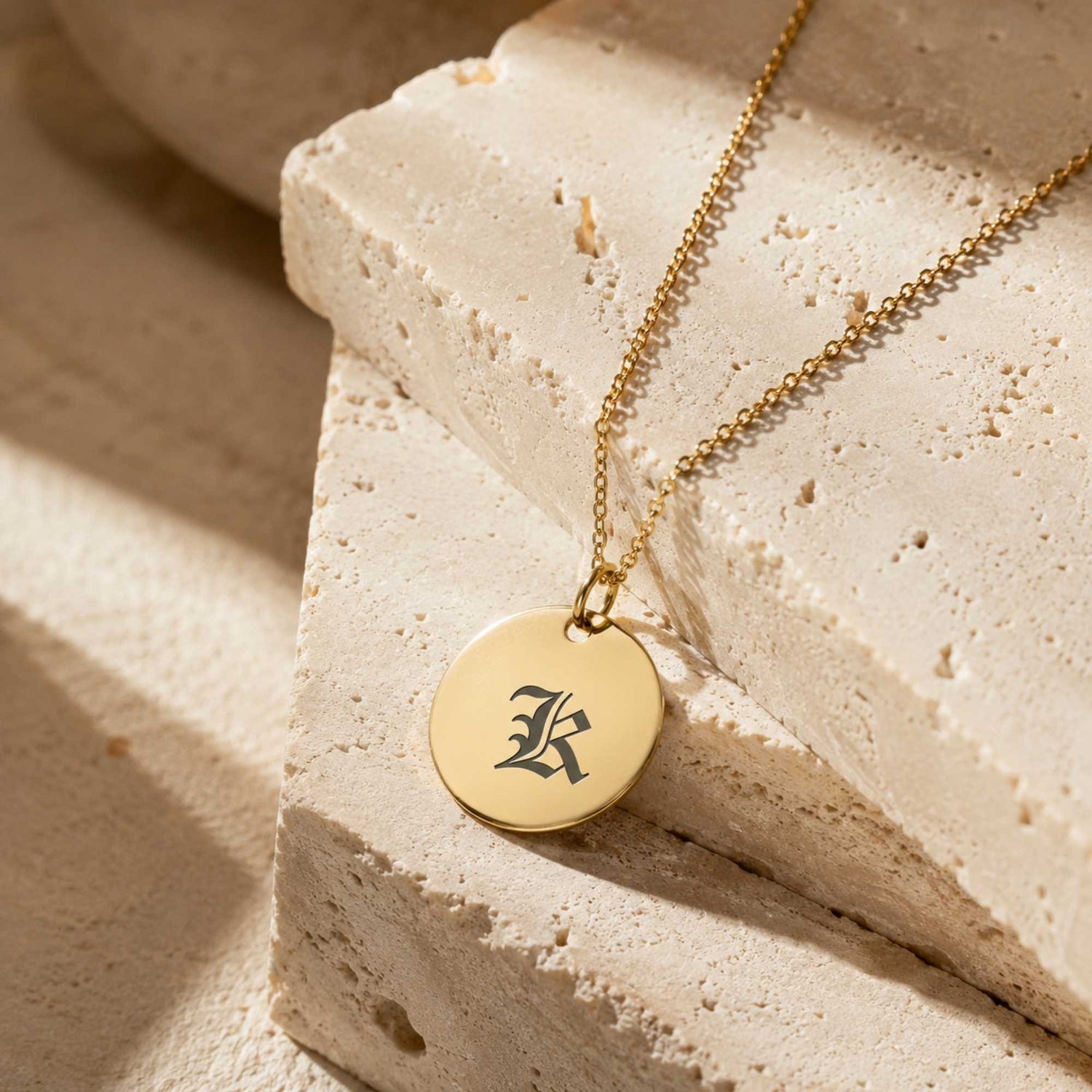 Round Vintage Initial Necklace