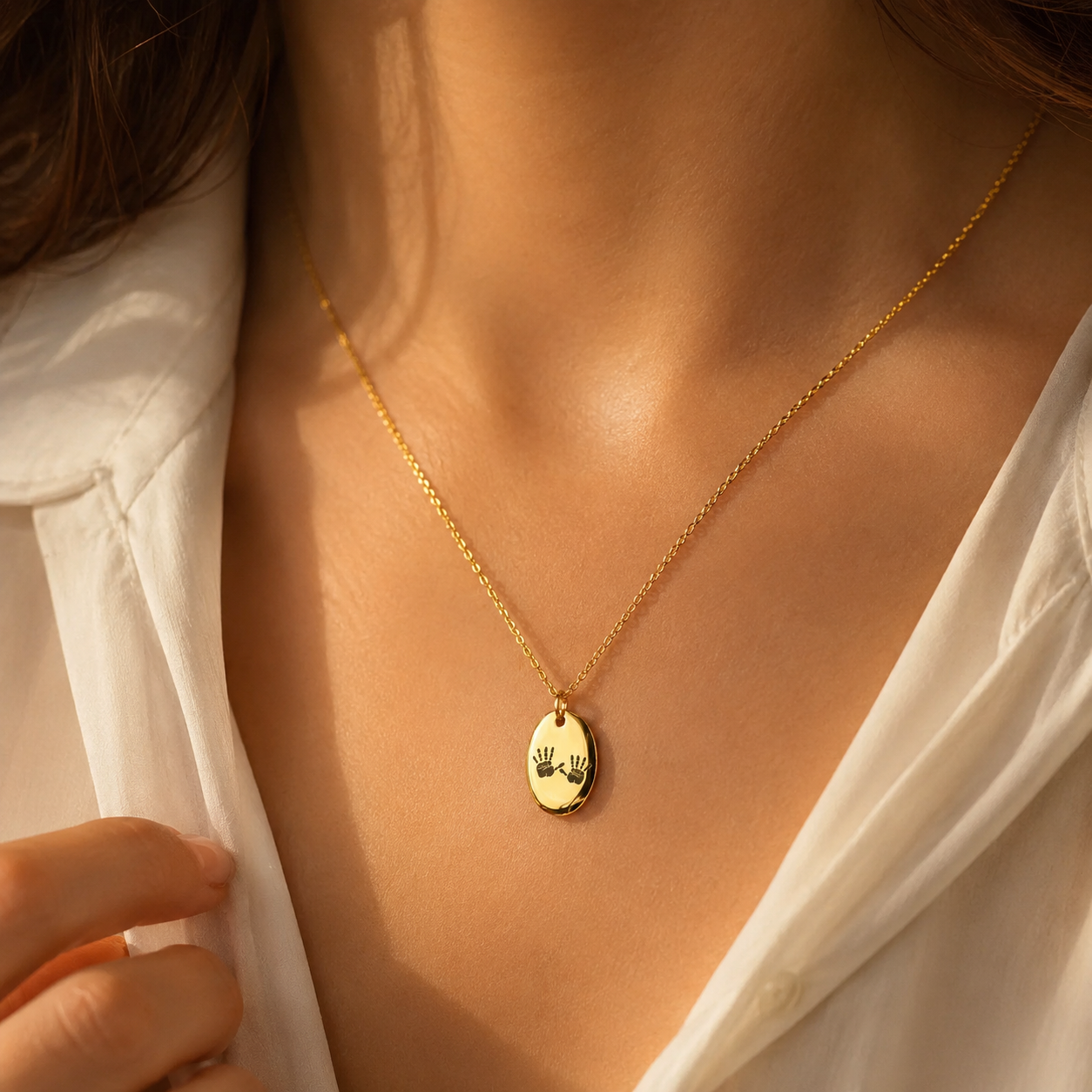 Oval Baby Feet Necklace