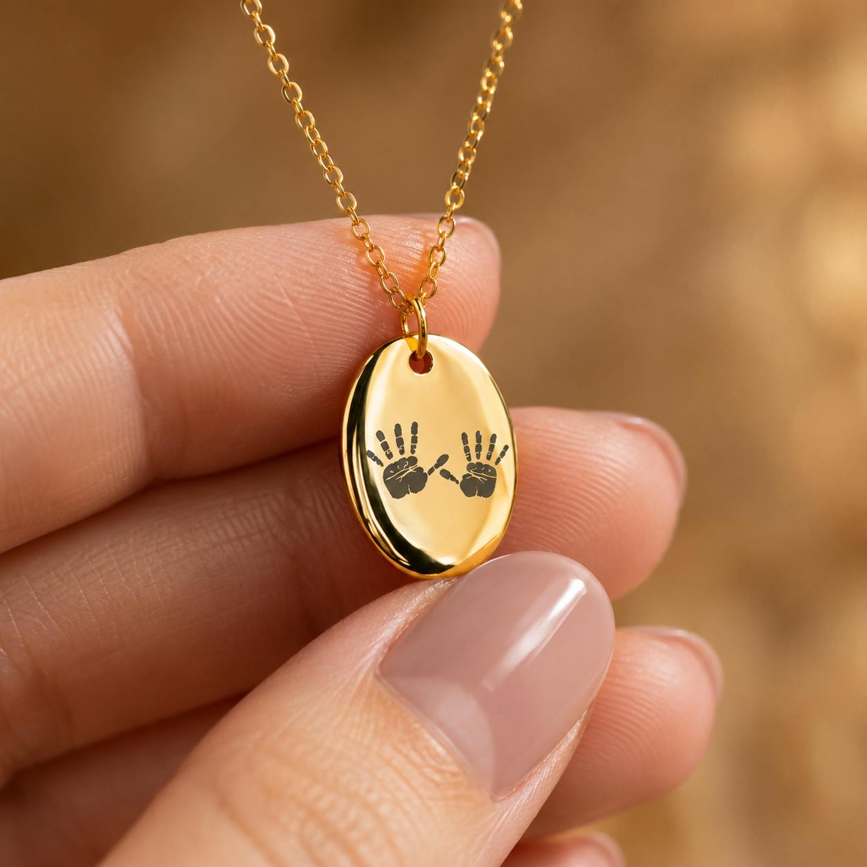 Oval Baby Feet Necklace