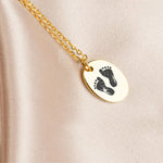 Oval Baby Feet Necklace