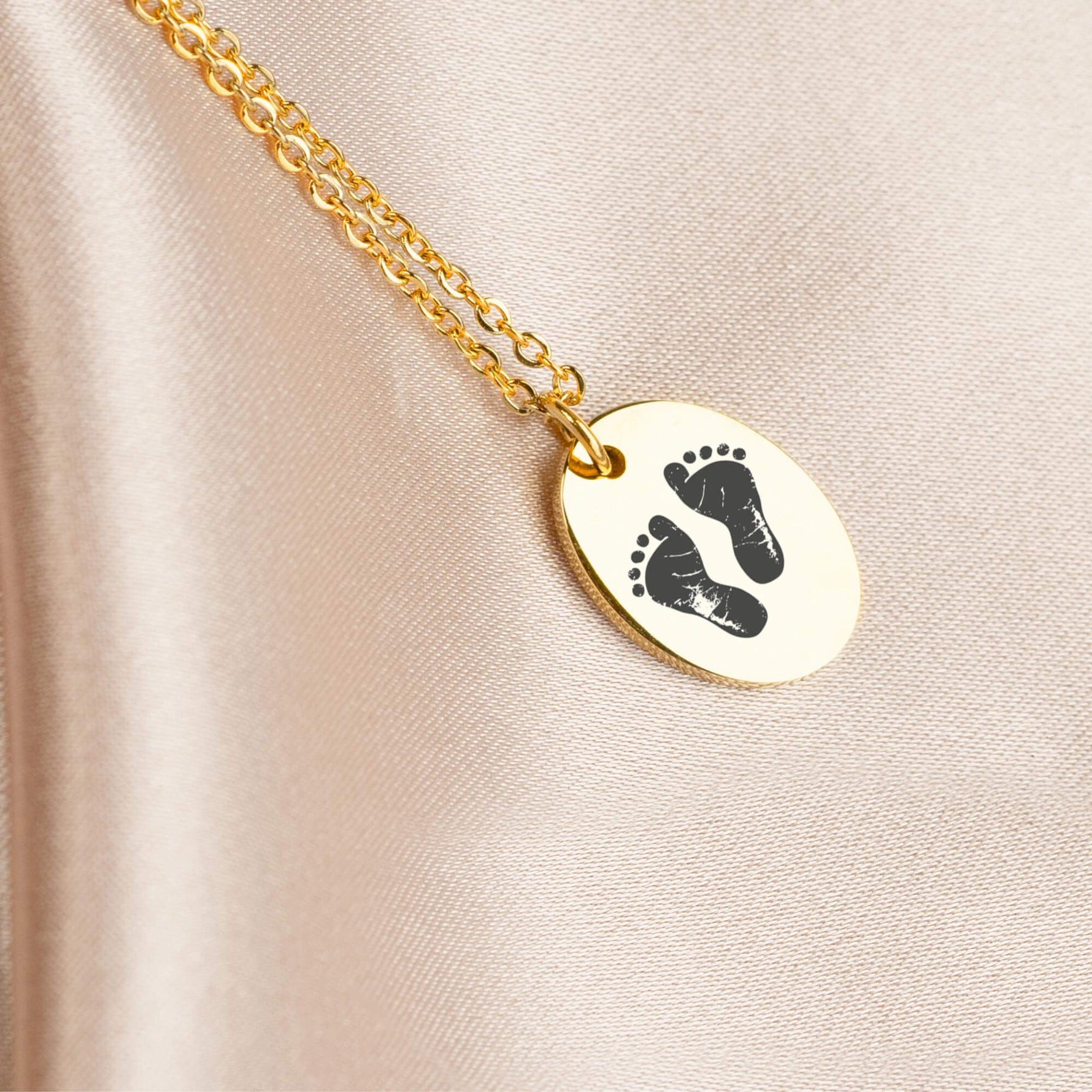 Oval Baby Feet Necklace