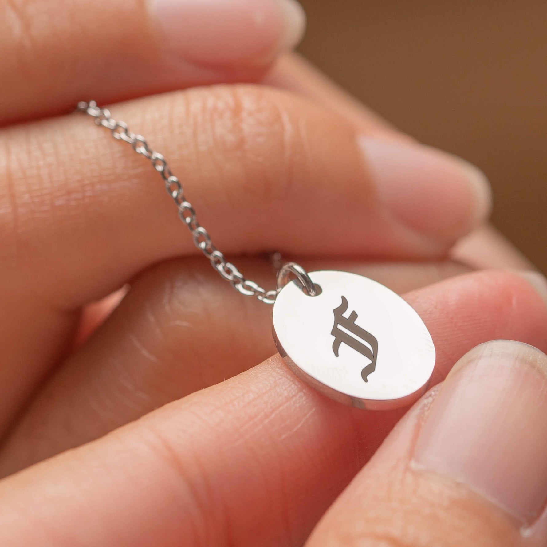 Oval Initial Pendant Necklace