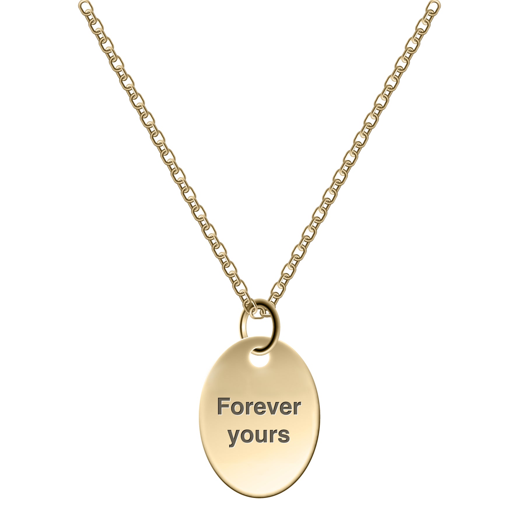 Oval Text Pendant Necklace