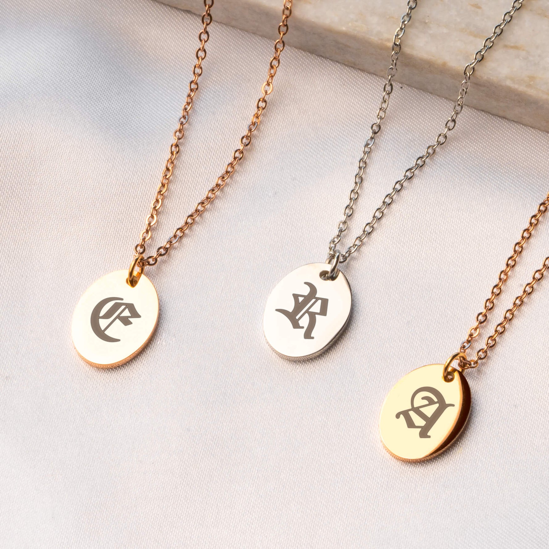 Oval Initial Pendant Necklace