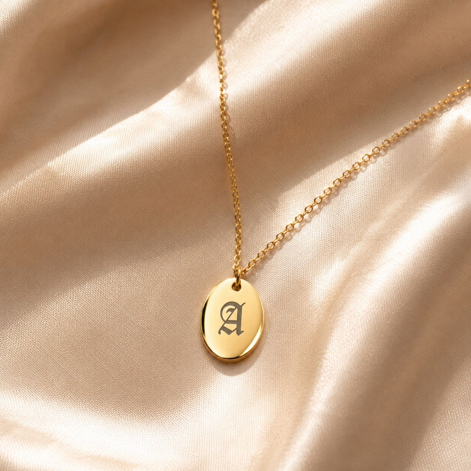 Oval Initial Pendant Necklace