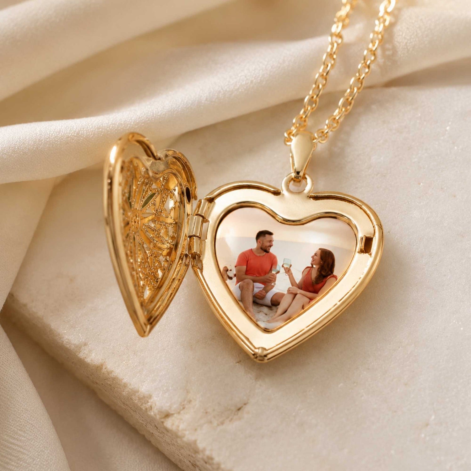 Initial Heart Photo Necklace