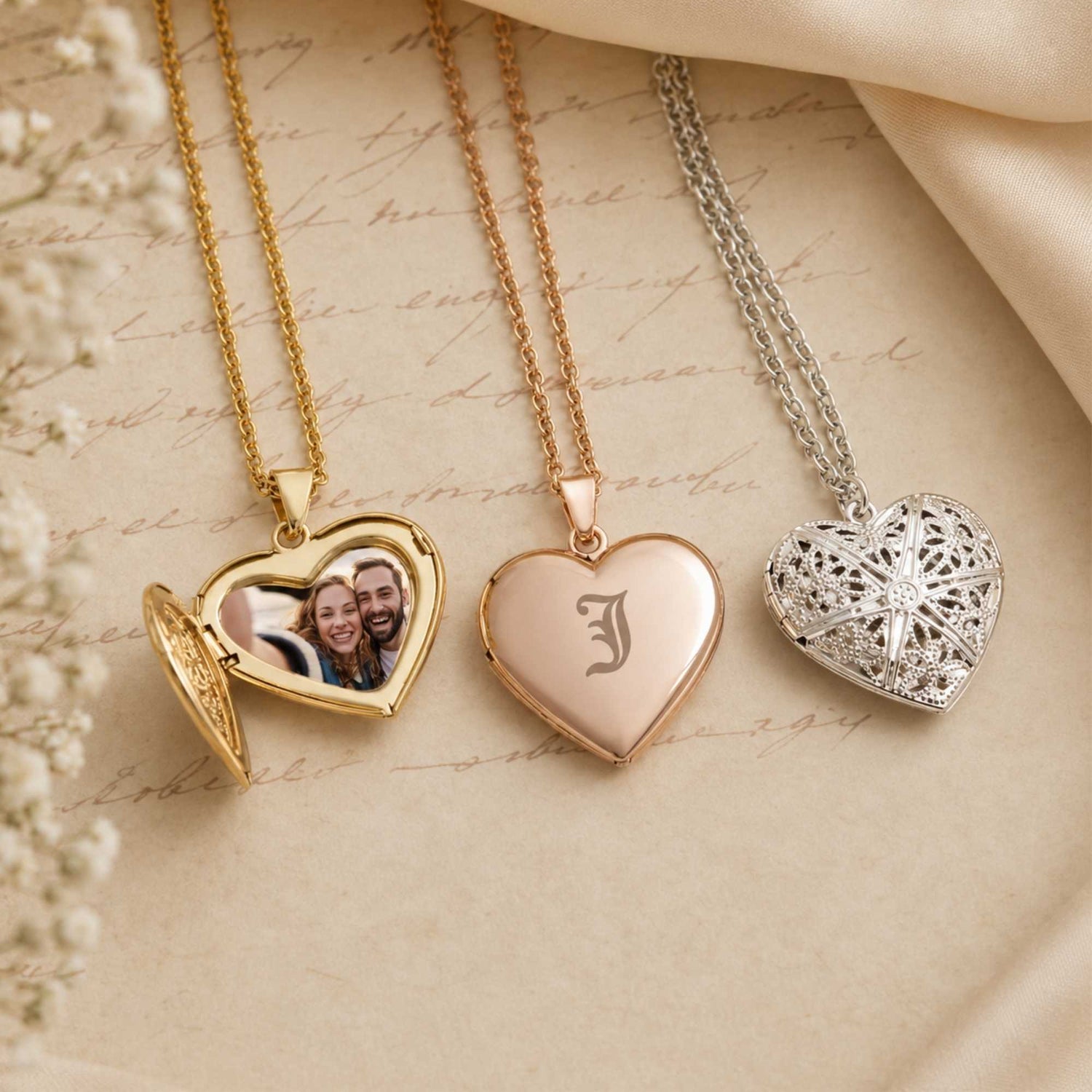 Initial Heart Photo Necklace