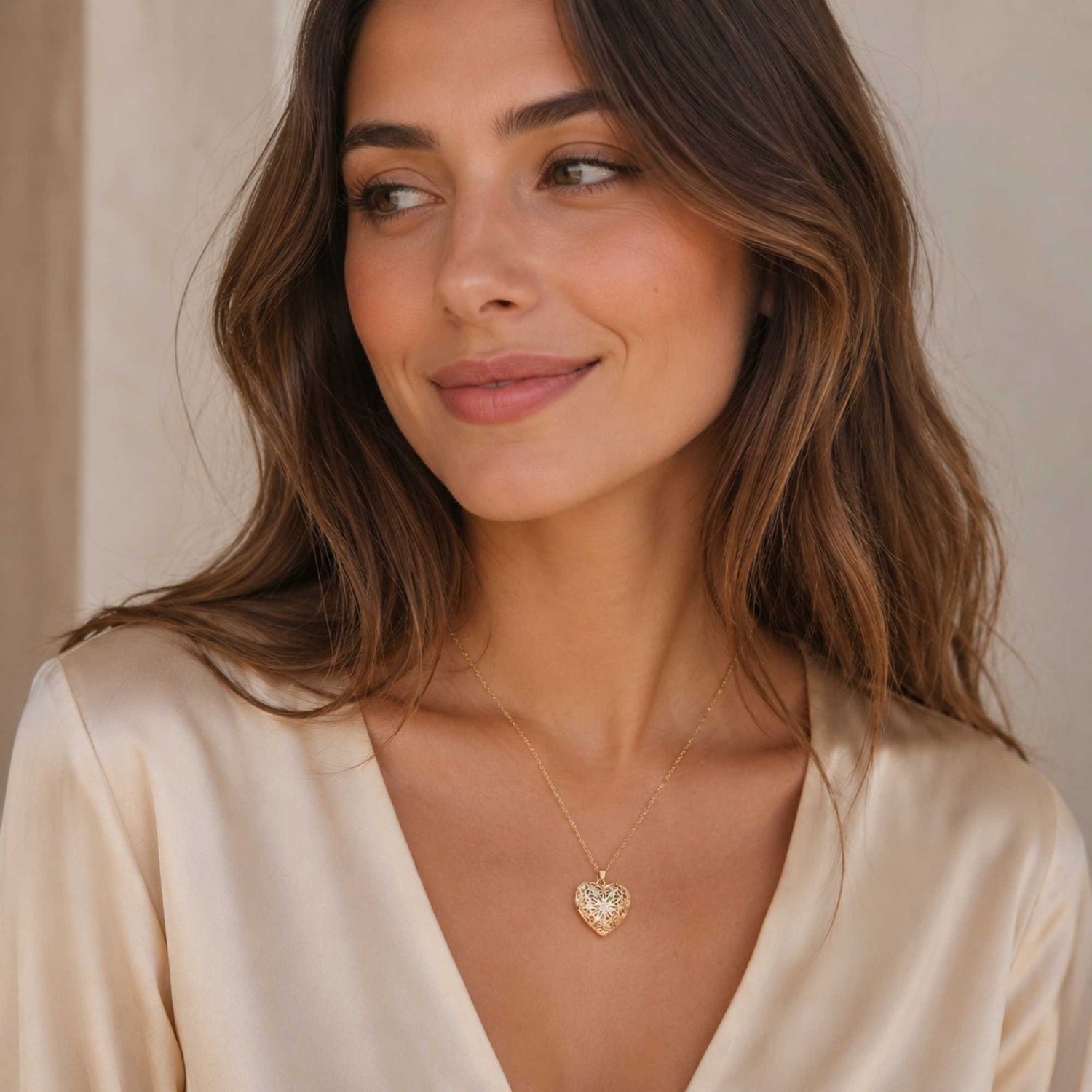 Initial Heart Photo Necklace