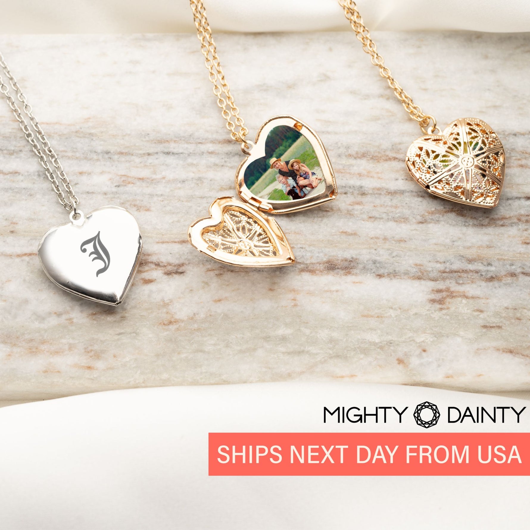 Initial Heart Photo Necklace