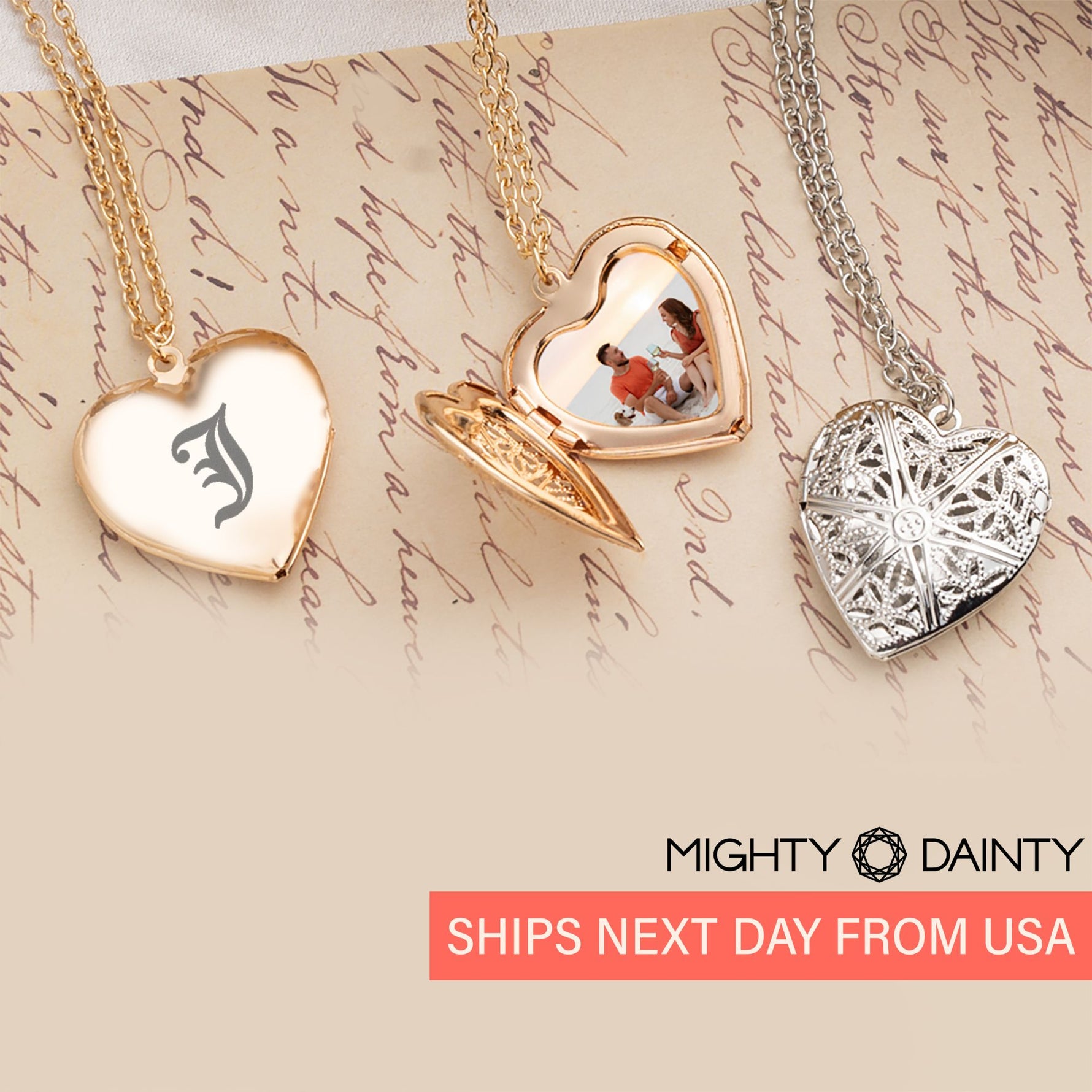 Initial Heart Photo Necklace