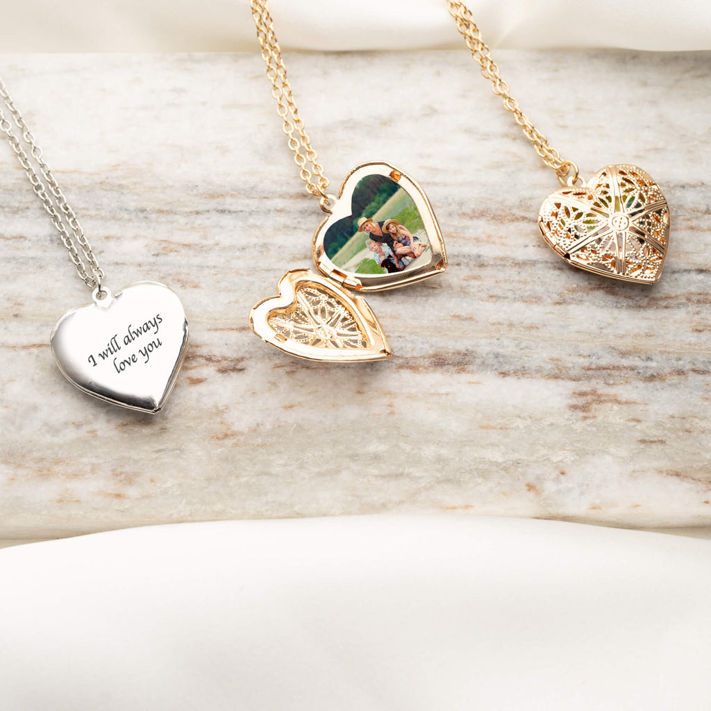 Image See Through Heart Locket Necklace