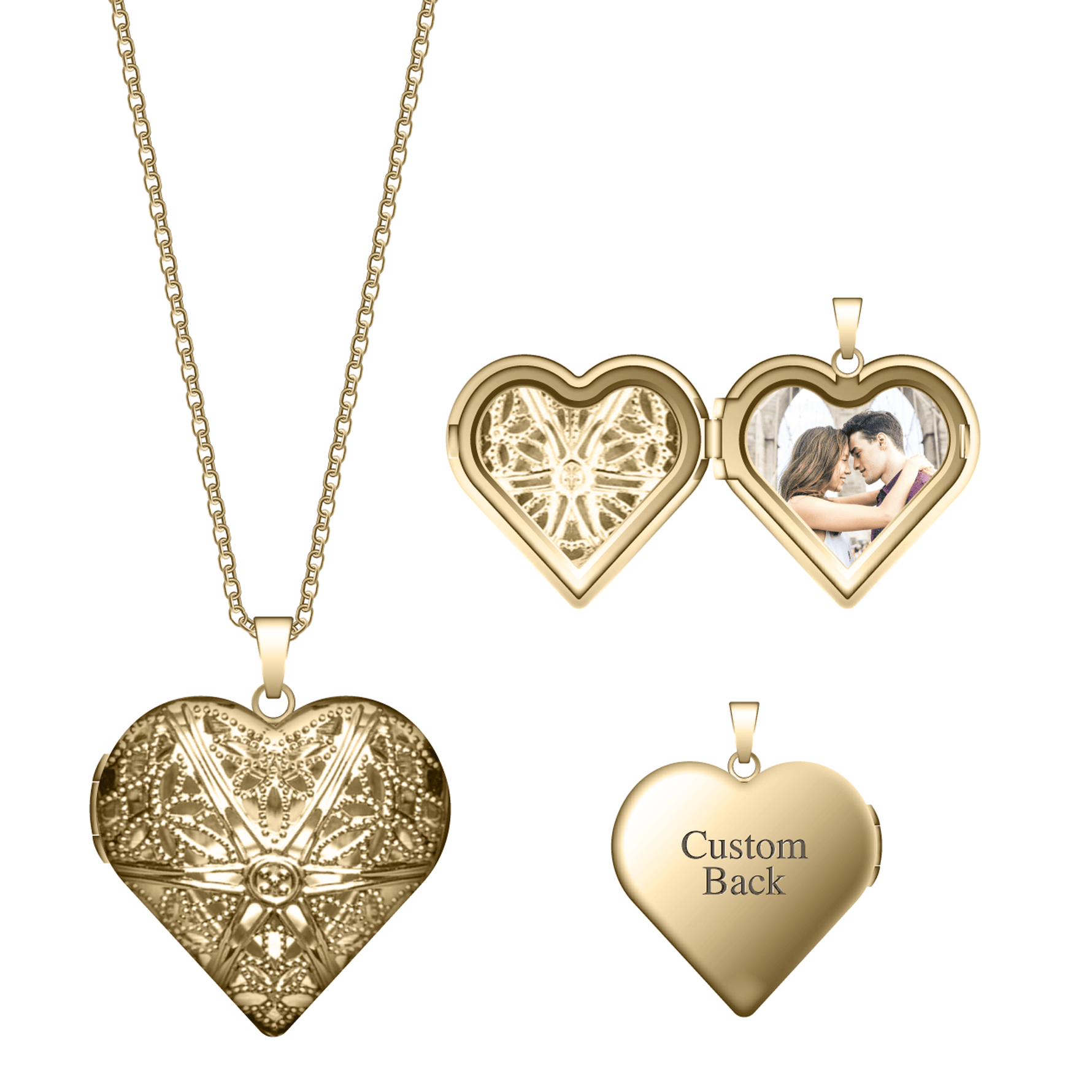 Image See Through Heart Locket Necklace