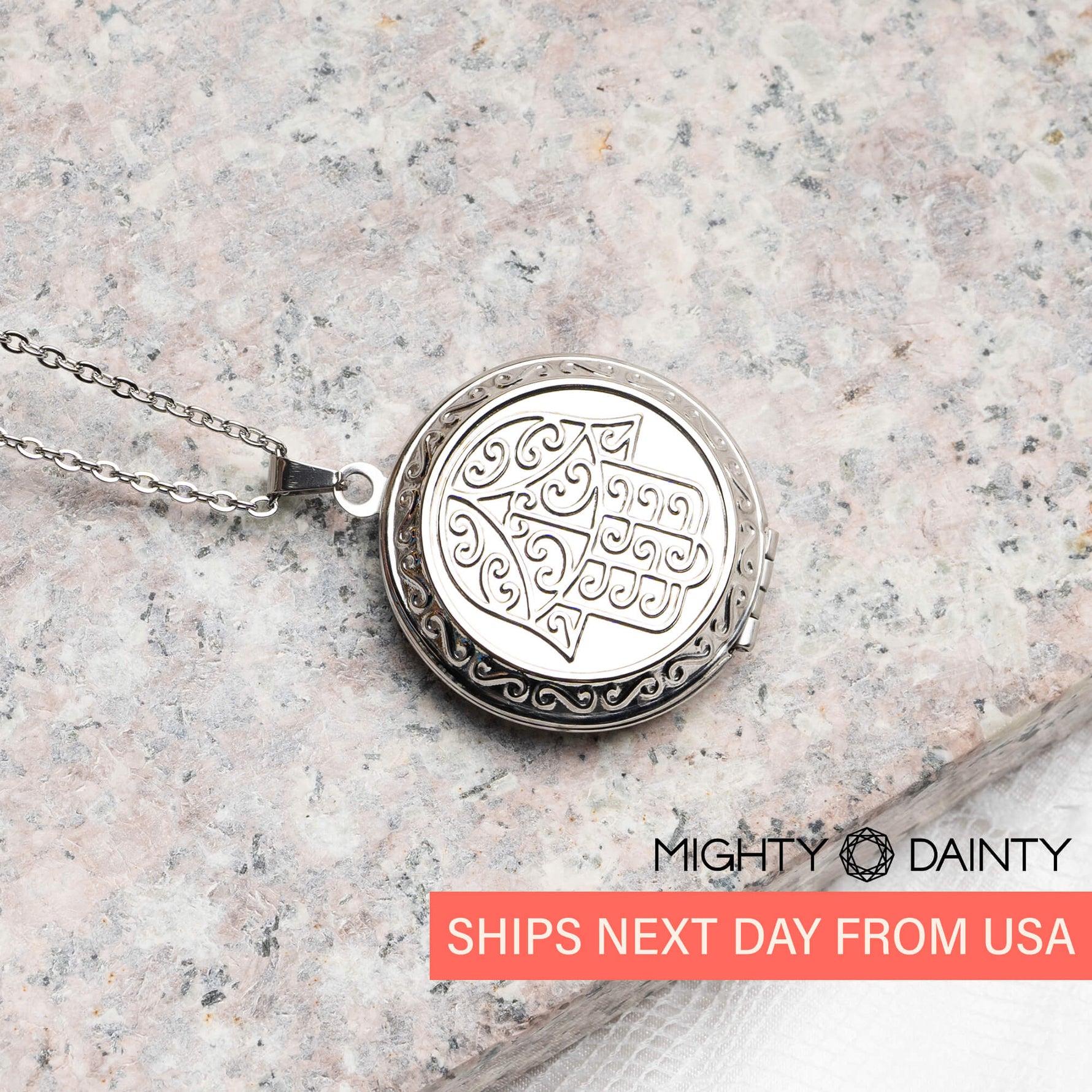 Hamsa hand Round Locket Image Necklace