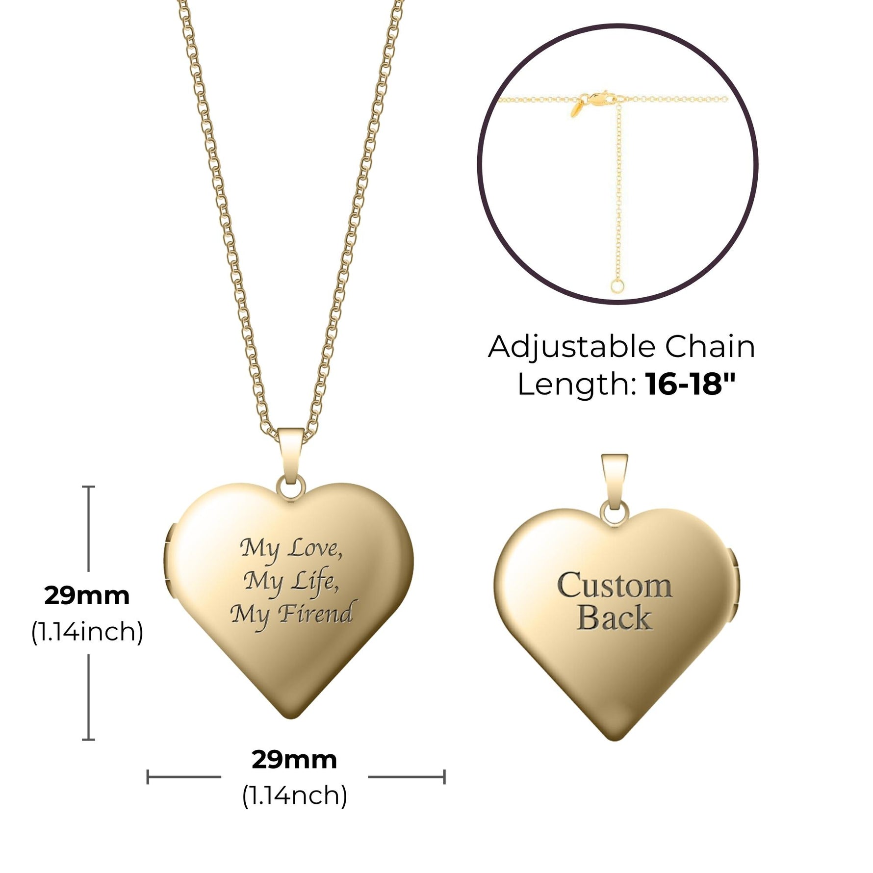 Heart Locket Photo Necklace