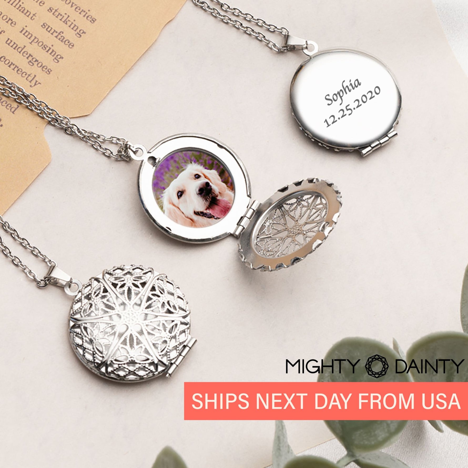 Snow Flake Photo Necklace