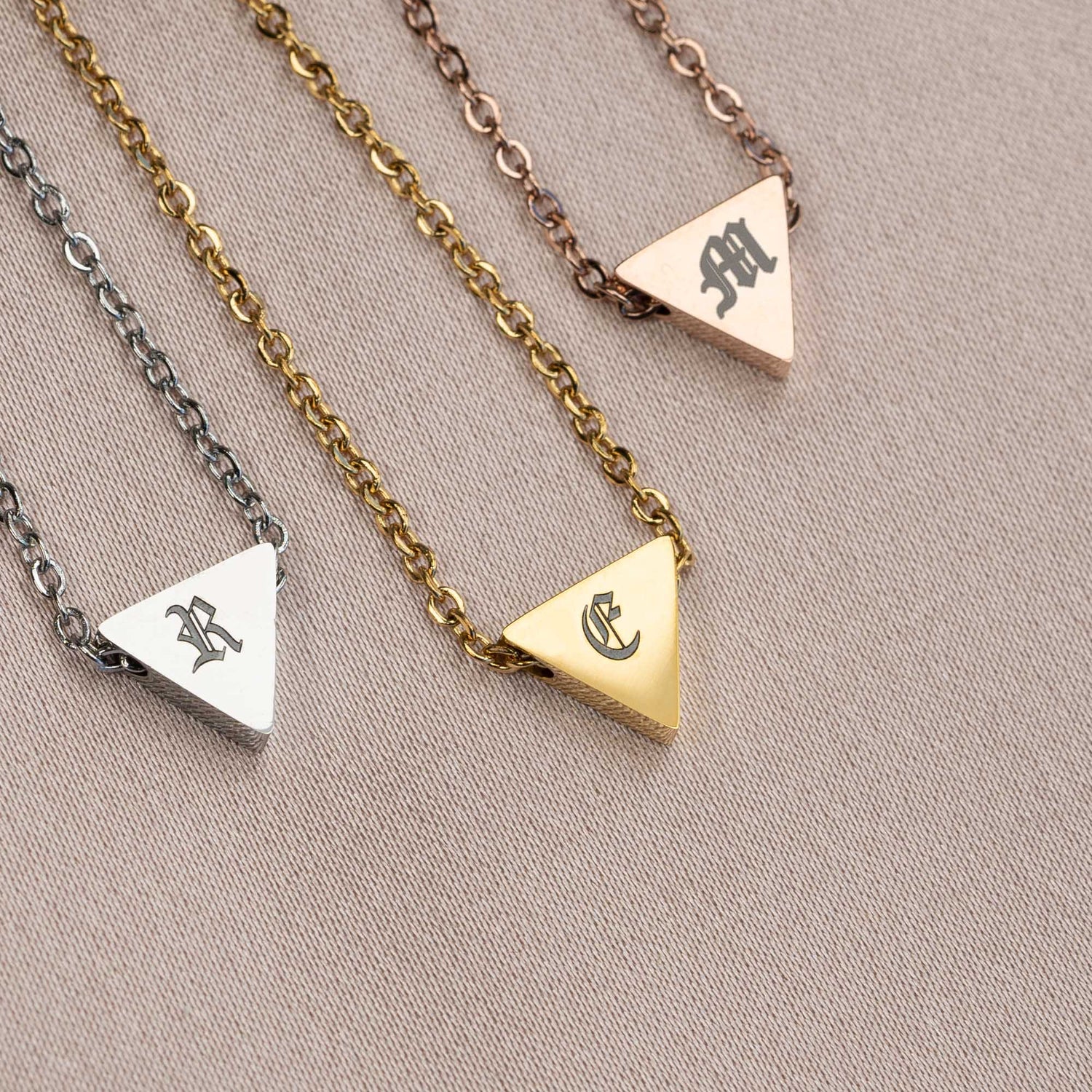 Triangle Initial Pendant Necklace
