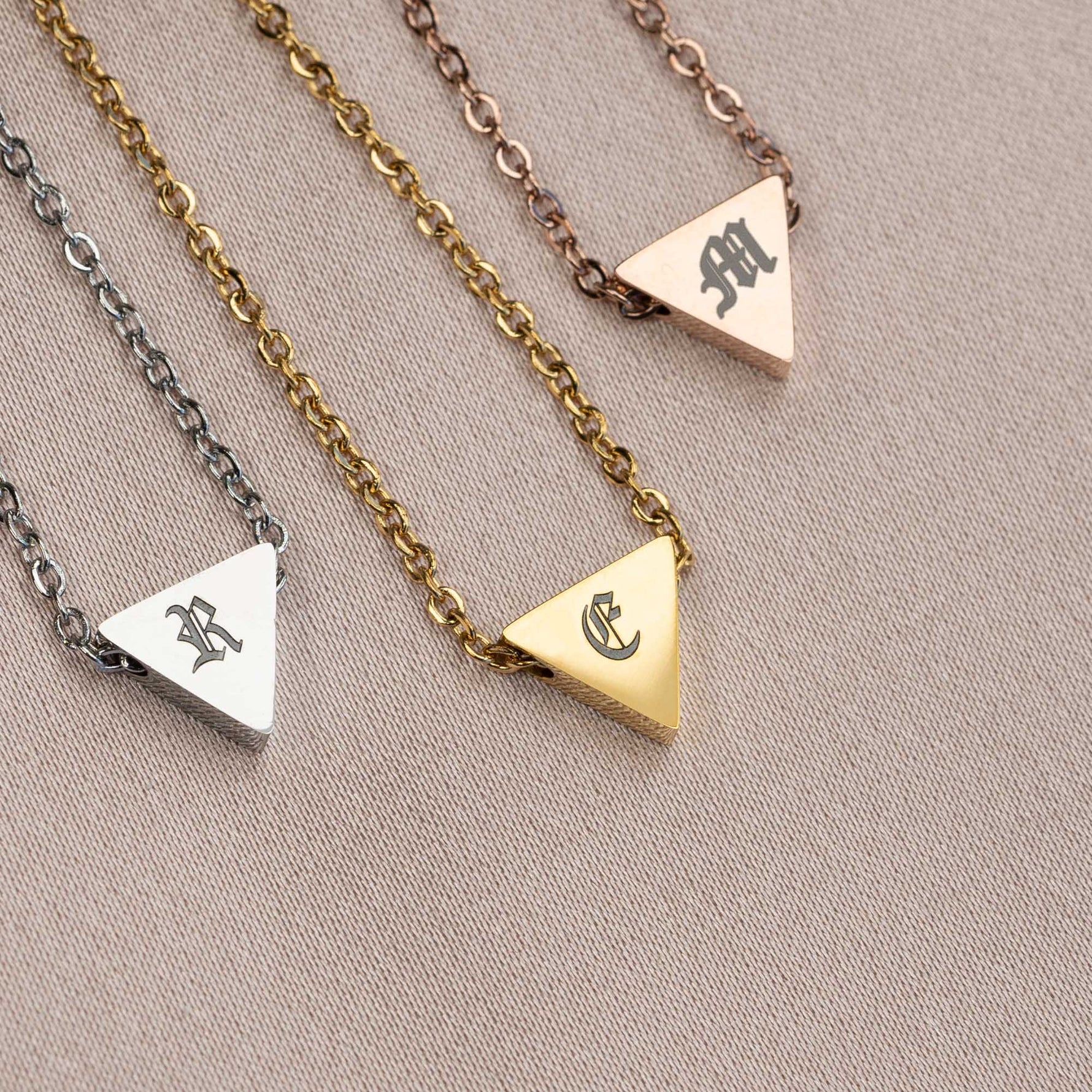 Triangle Initial Pendant Necklace