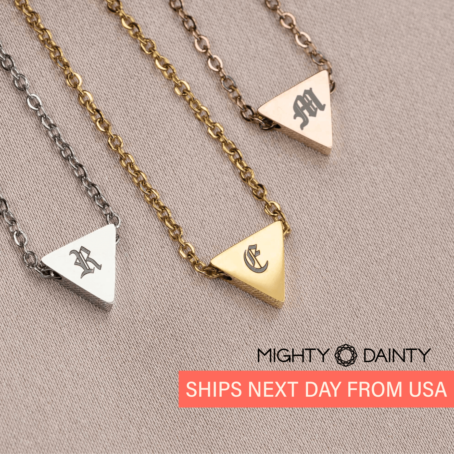 Triangle Initial Pendant Necklace