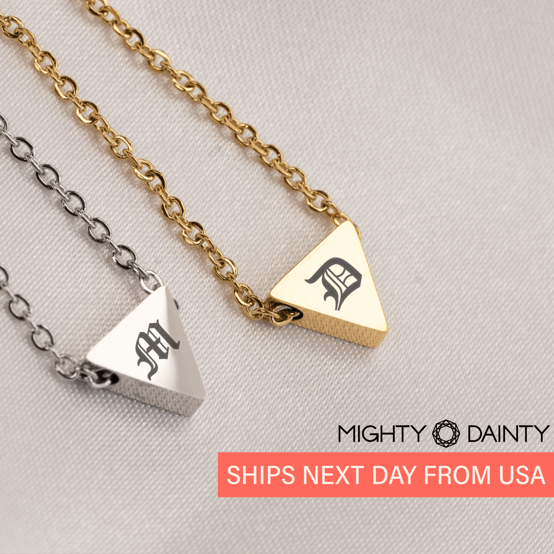 Triangle Initial Pendant Necklace