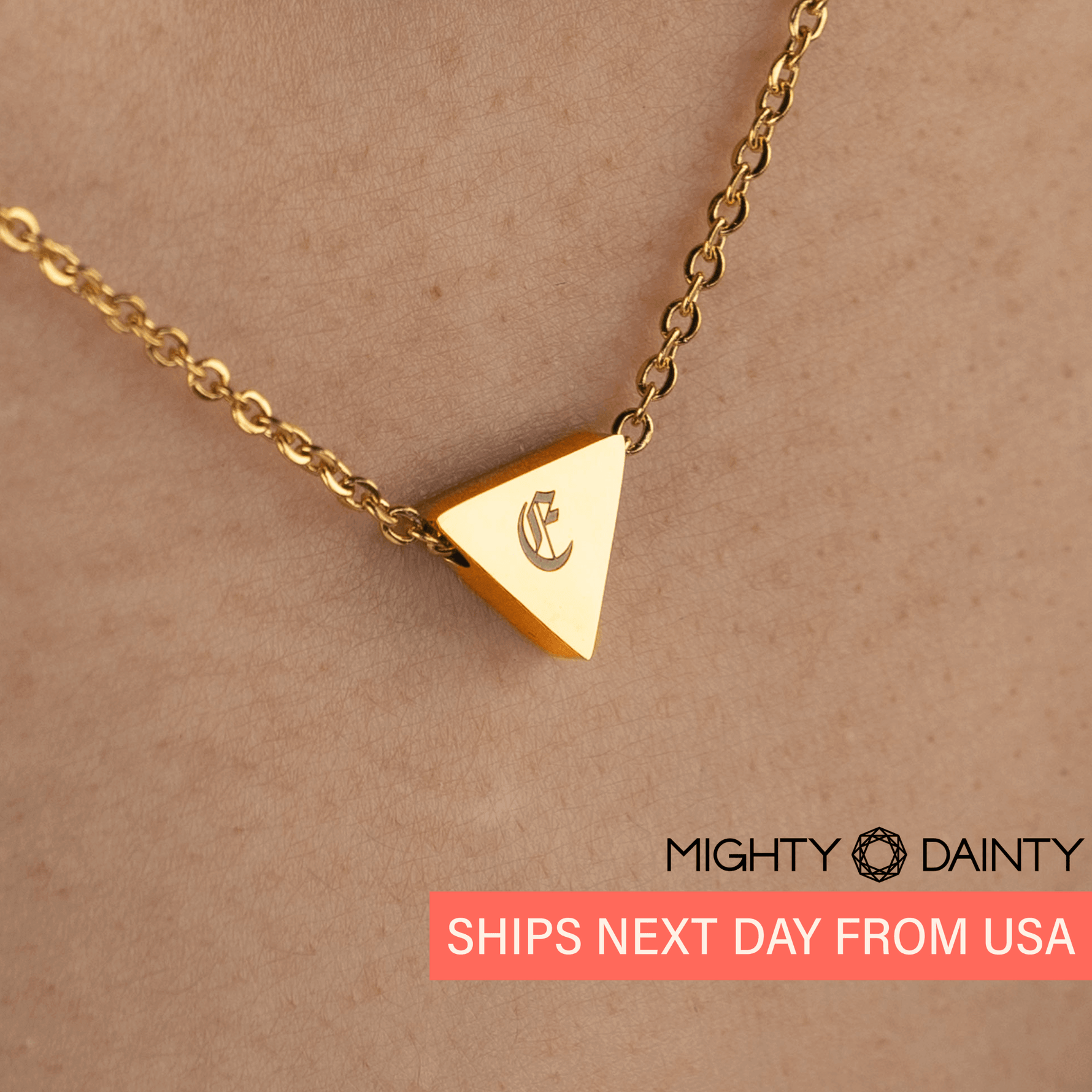 Triangle Initial Pendant Necklace