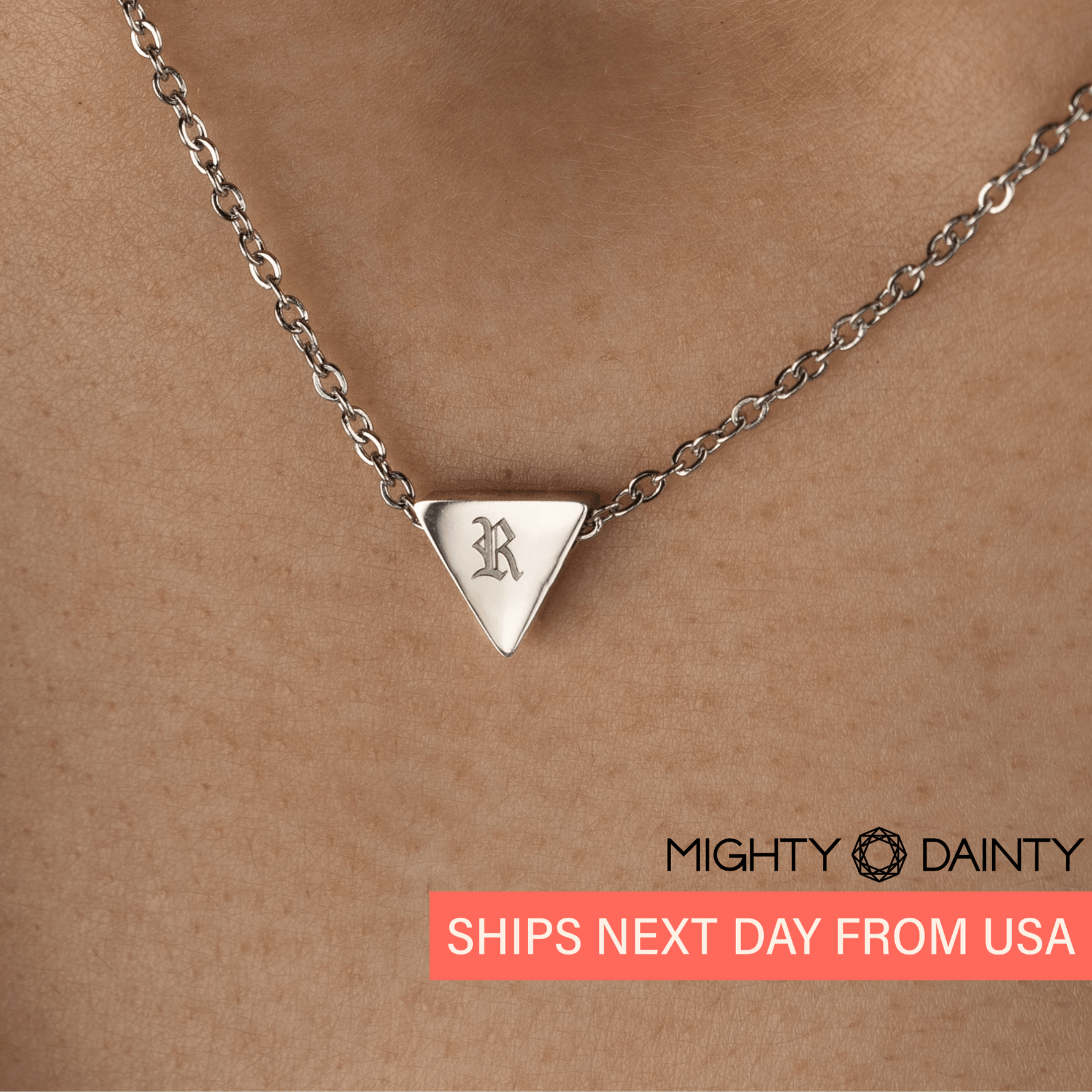 Triangle Initial Pendant Necklace
