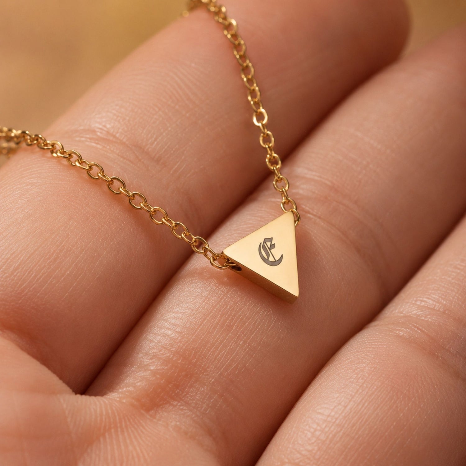 Triangle Initial Pendant Necklace
